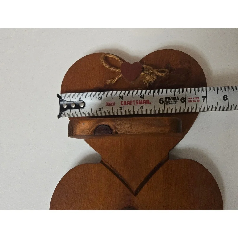 Vintage 3 Tier Wooden Heart Wall Shelf Rustic Cottagecore Farmhouse 20in Peg